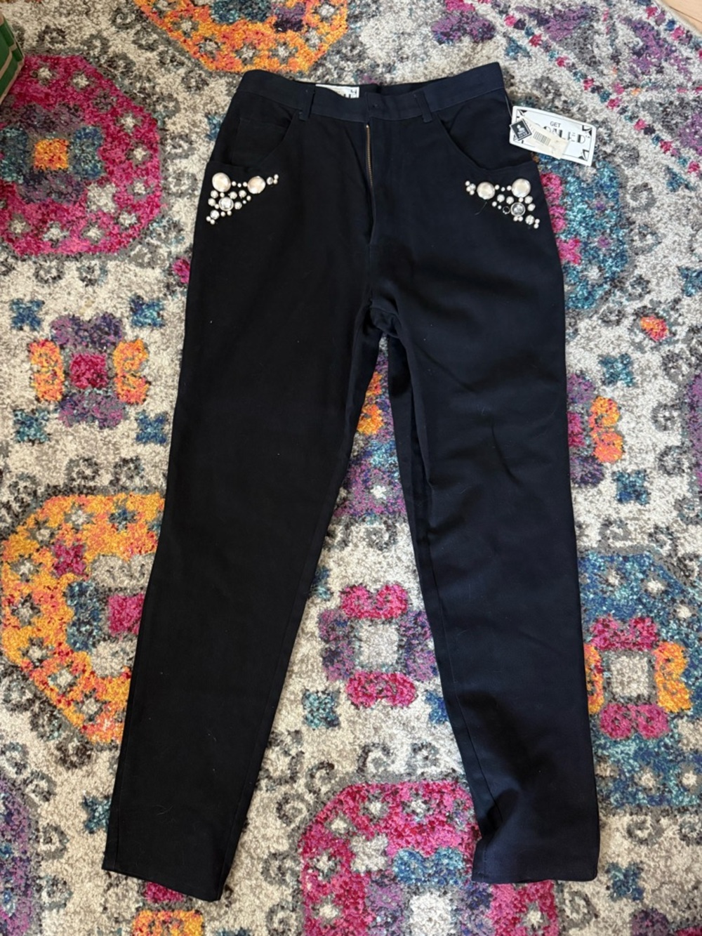 Vintage Pearl Black Denim Straight Leg Jeans DEADSTOCK NWT 11/12 Women’s Medium